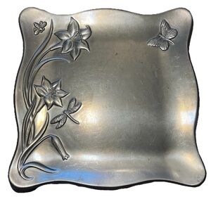 VTG Lenox Butterfly Meadow 13” Square Metal Serving Tray Iris Dragonfly‎ Platter